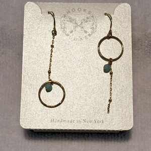 Elegant Gold and Blue Amazonite Asymmetrical Dangle Earrings
